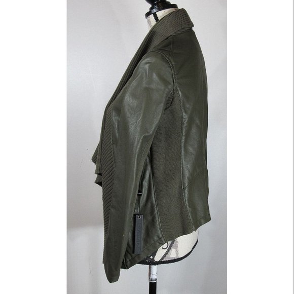 BLANKNYC All or nothing Faux Leather Jacket, Green, Womens Size X-Small - Picture 4 of 6